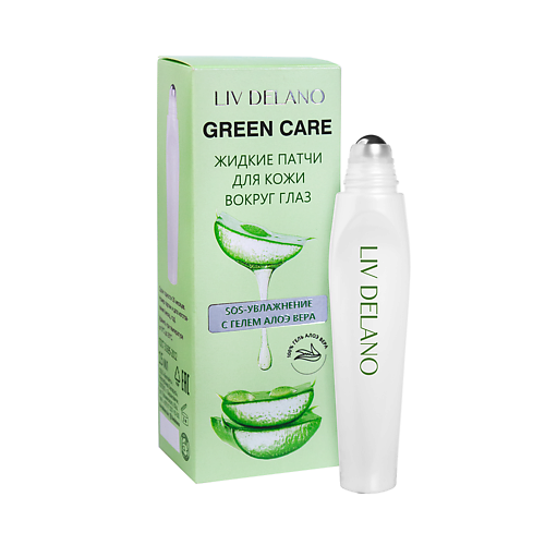 LIV DELANO Патчи жидкие для кожи вокруг глаз SOS-увлажнение с гелем Алоэ Вера Green Care 15.0