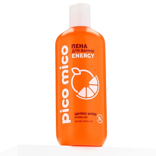 PICO MICO Пена для ванны Energy, прилив сил, аромат цитрус фреш 400.0 парафин холодный апельсиновый фреш