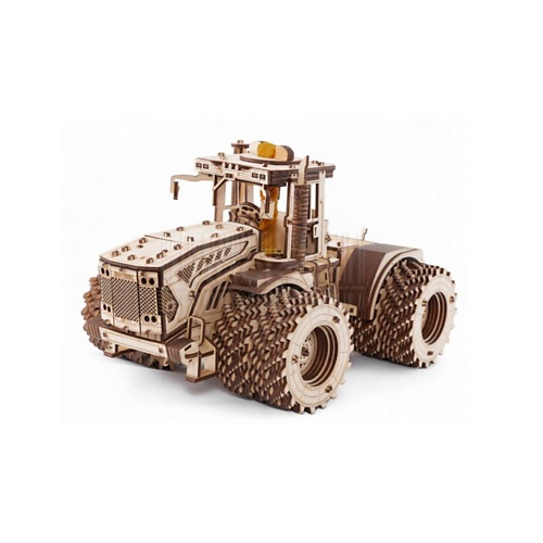EWA ECO-WOOD-ART Деревянный конструктор 3D Трактор КИРОВЕЦ К-7М 1.0 кот и трактор