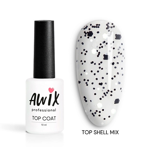 Верхнее покрытие для гель-лаков AWIX Глянцевый топ для ногтей эффектом перепелиное яйцо Shell Mix