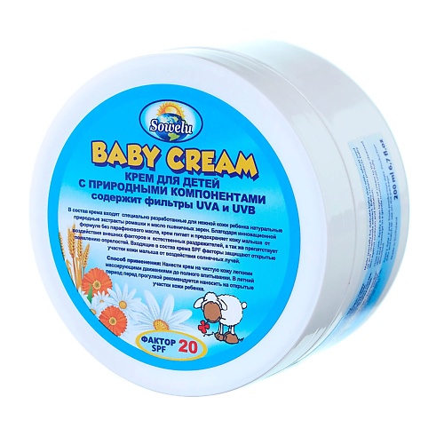 Крем для тела SOWELU Крем детский с природными компонентами фактор SPF 20 Baby Cream цена и фото