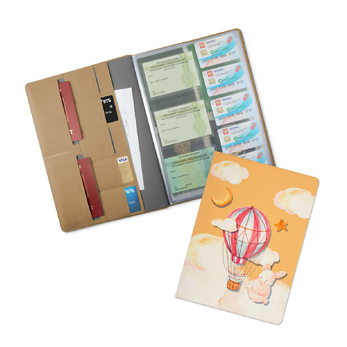 FLEXPOCKET Папка для семейных документов А4 формата с принтом на обложке папка для хранения семейных документов искусств кожа бирюзовая