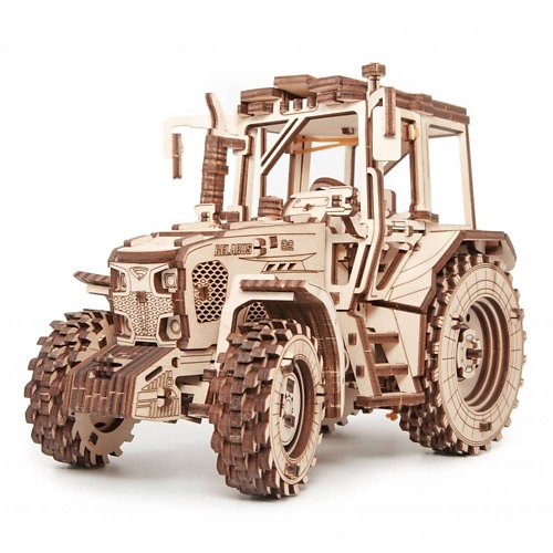 Конструктор EWA ECO-WOOD-ART Деревянный конструктор 3D Трактор БЕЛАРУС 82 бизиборд деревянный бизидом развивающий ewa трактор