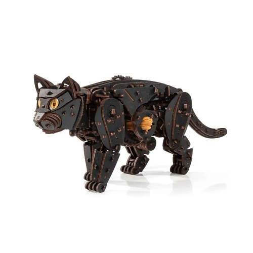 Конструктор EWA ECO-WOOD-ART Деревянный конструктор 3D Механический Кот (Кошка) сборная модель деревянная конструктор 3d ewa механический черный кот кошка