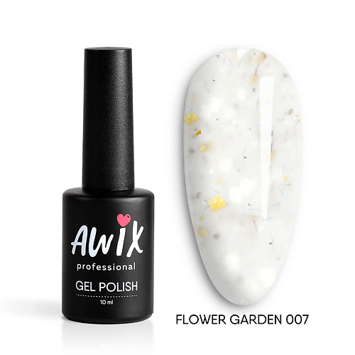 Гель-лак для ногтей AWIX Гель лак нюдовый молочный с шиммером Flower Garden молочный гель лак с шиммером блестками