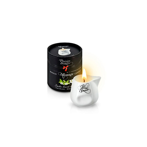 PLAISIR SECRET Свеча с массажным маслом Белый чай 80.0 свеча узкий овал мрамор в подсвечнике из гипса 11 5х7х4см белый перламутр