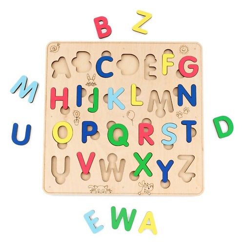 развивающая игрушка EWA ECO-WOOD-ART Сортер деревянный Английский Алфавит