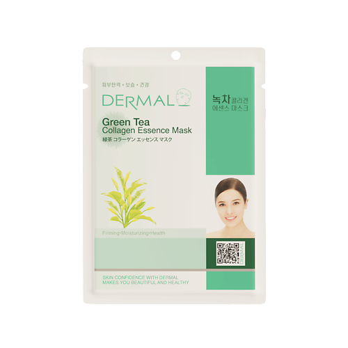 DERMAL Тканевая маска с зеленым чаем и коллагеном 23.0 dermal тканевая маска с экстрактом молочного протеина и коллагеном 23 0