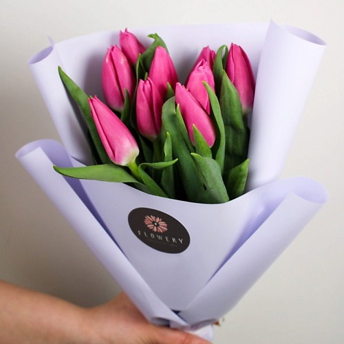 FLOWERY Моно букет из 9 тюльпанов flowery букет весенний солидаго s