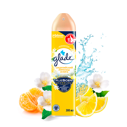 Освежитель воздуха GLADE Аэрозоль Сицилийский лимонад и мята ароматы для дома glade аэрозоль лазурная волна и магнолия