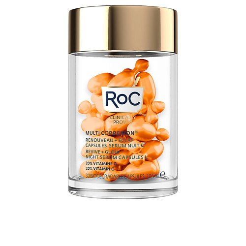 Капсулы для лица ROC Ночная сыворотка для лица с витамином С  Multi Correxion 30 капсул roc разглаживающая ночная сыворотка с ретинолом 30 биоразлагаемых капсул