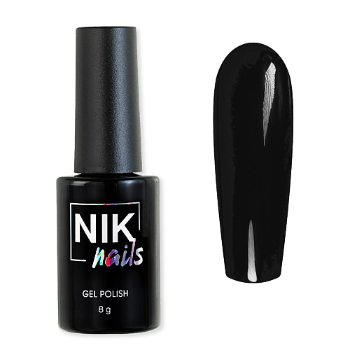 NIK NAILS Гель-лак для ногтей черный глянцевый black iva nails база для гель лака the base hard