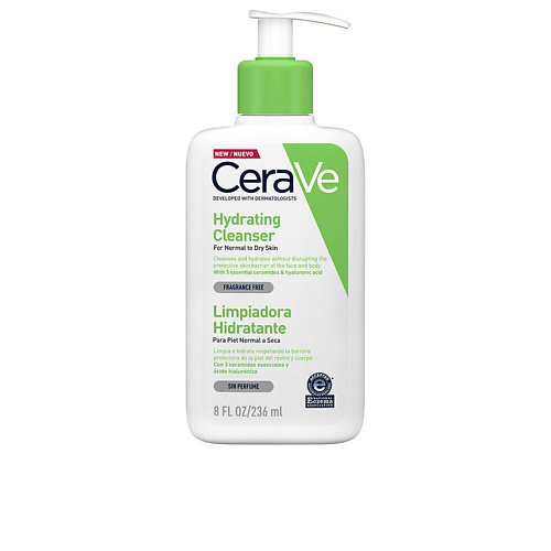 цена Гель для умывания CERAVE Увлажняющий очищающий крем-гель с церамидами для нормальной и сухой кожи лица и тела