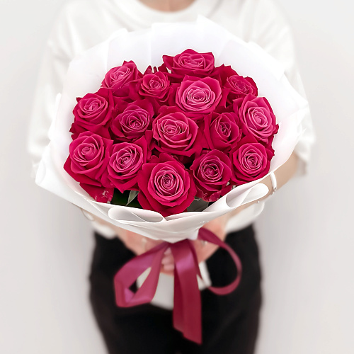 цветы лэтуаль flowers букет из розовых тюльпанов 35 шт Букет живых цветов ЛЭТУАЛЬ FLOWERS Букет из розовых роз 15 шт / красивый букет /  букет на день рождение