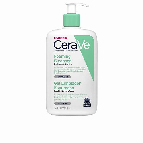 Гель для умывания CERAVE Очищающий гель для нормальной и жирной кожи гели для умывания aqa pure интенсивно очищающий гель с гиалуроном для лица для жирной кожи