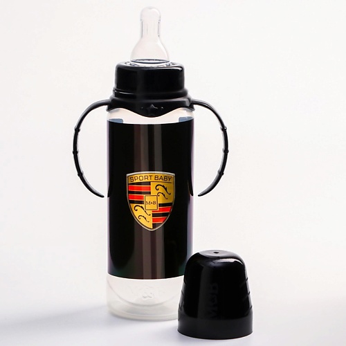 MUM&BABY Бутылочка для кормления Sport car, классическое горло, от 0 мес, цилиндр, с ручками MPL314654
