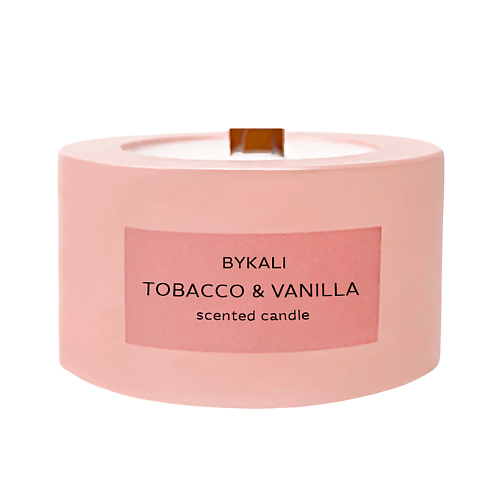 Свеча BYKALI Свеча ароматическая Табак и ваниль с деревянным фитилем в камне