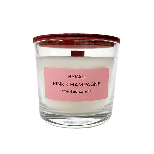Свеча BYKALI Свеча ароматическая Розовое шампанское с деревянным фитилем в стакане с крышкой