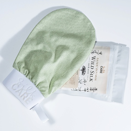 Рукавичка для тела SILK CARE Шелковая варежка для пилинга Wild Silk в практичной упаковке