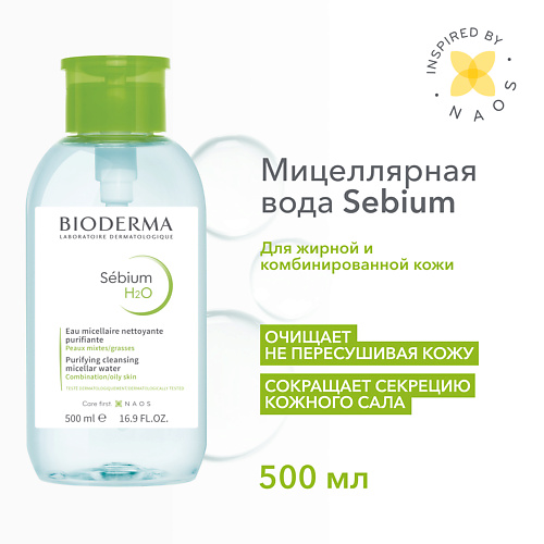 Мицеллярная вода BIODERMA Мицеллярная вода очищающая для жирной и проблемной кожи лица Sebium H2O (помпа)