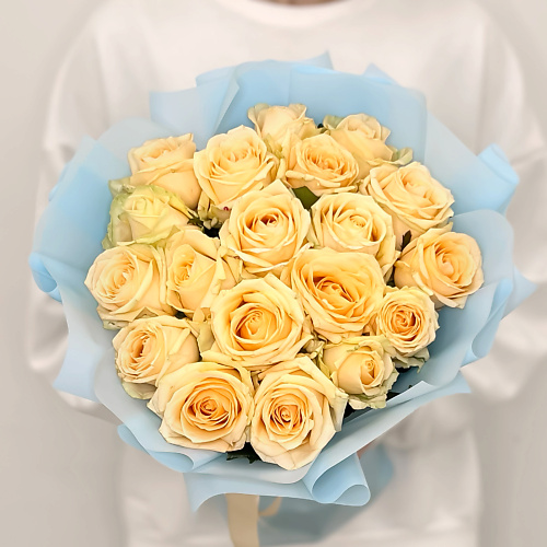 Букет живых цветов ЛЭТУАЛЬ FLOWERS Букет из кремовых роз 19 шт /  красивый букет на день рождения