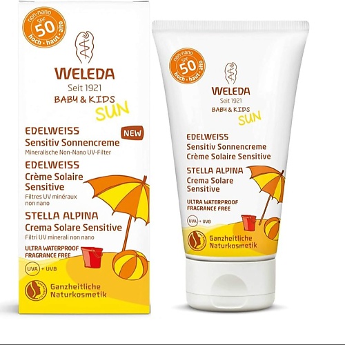 Солнцезащитный крем для лица WELEDA Солнцезащитный крем Edelweiss Sunscreen SPF 50 для чувствительной кожи солнцезащитный крем spf 30 mila moursi broad spectrum sunscreen 50 мл