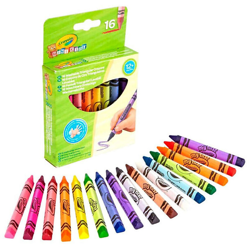 crayola 64 count crayons non peggable Восковые мелки CRAYOLA Смываемые восковые мелки Washable Triangular Crayons для малышей