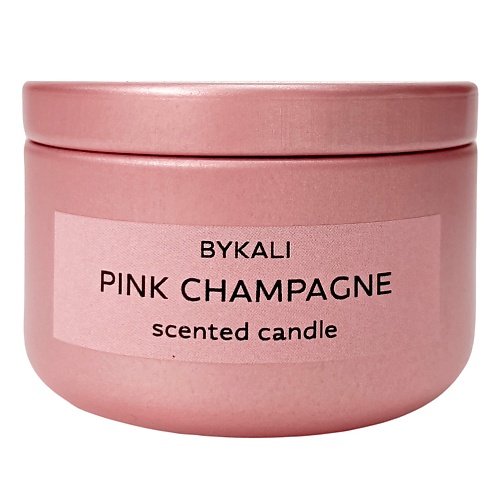 Свеча BYKALI Свеча ароматическая Розовое шампанское с деревянным фитилем в металлической банке