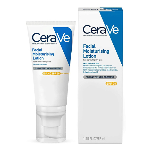 Солнцезащитный флюид для лица CERAVE Увлажняющий солнцезащитный флюид для лица Moisturizing Lotion SPF30 cerave moisturizing cream 177ml