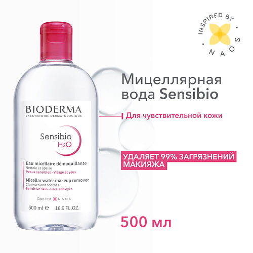 Мицеллярная вода BIODERMA Мицеллярная вода для очищения нормальной и чувствительной кожи лица Sensibio H2O bioderma sensibio ar h2o мицеллярная вода 250 ml