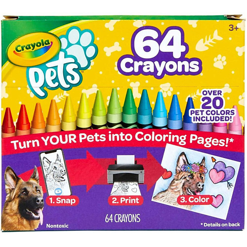 набор для творчества crayola крайола создавай и украшай картонная упаковка 98387c Набор для творчества CRAYOLA Набор Pets Crayons : Восковые мелки + Код для загрузки приложения Crayola Color Camera