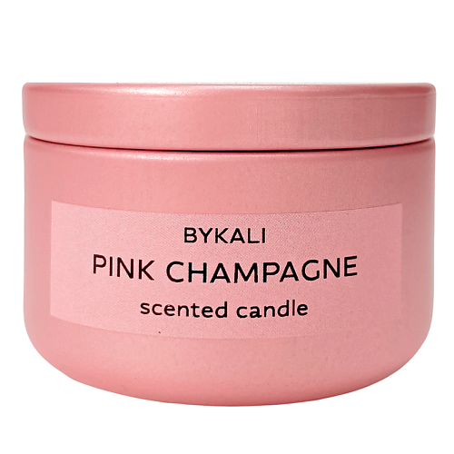Свеча BYKALI Свеча ароматическая Розовое шампанское с деревянным фитилем в металлической банке