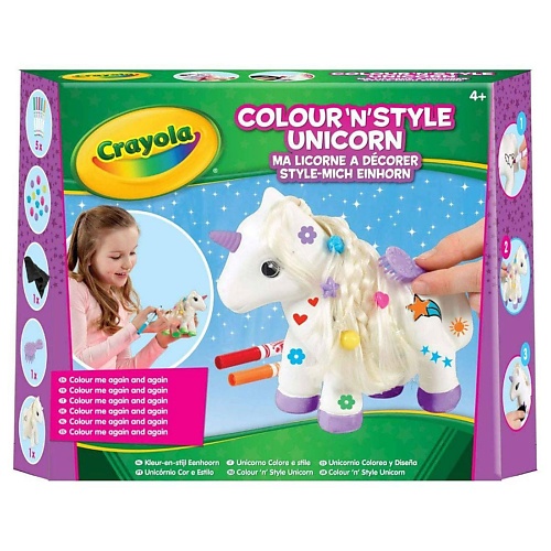 Игровой набор CRAYOLA Набор Colour'N'Style Unicorn: Фигурка единорога, смываемые фломастеры и аксессуары