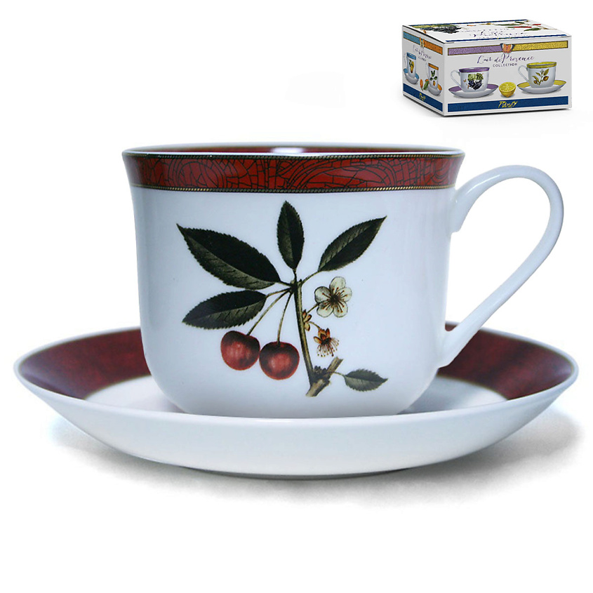 Изображение товара PRIORITY Чайная пара «Стейчкол» Дыхание Прованса «Вишня» в подарочной коробке, 1 шт