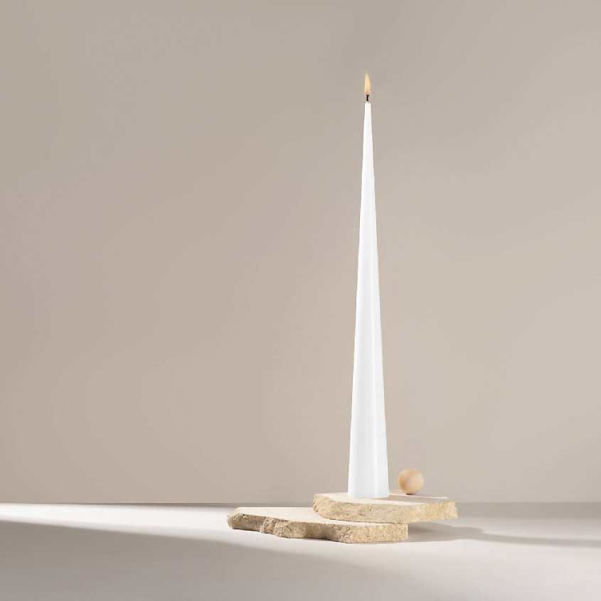 Изображение товара ALDECANDLES Коническая свеча 47 см белая для декора
