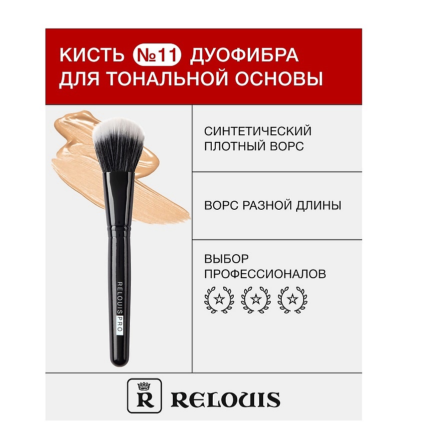 Изображение товара RELOUIS Кисть косметическая №11 дуофибра, 1 шт.