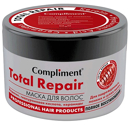 COMPLIMENT Маска для волос полное восстановление, для ломких и поврежденных волос Total Repair  - Купить