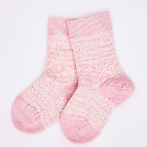 wool WOOL&COTTON Носки детские Розовые снежинки Merino
