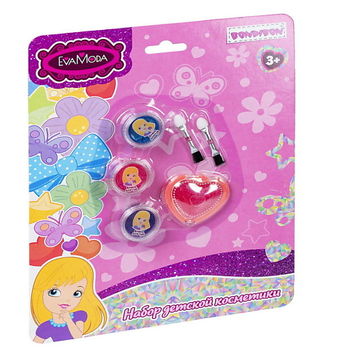 Макияж для детей BONDIBON Eva Набор детской декоративной косметики: 4 оттенка блесков для губ, аксессуары