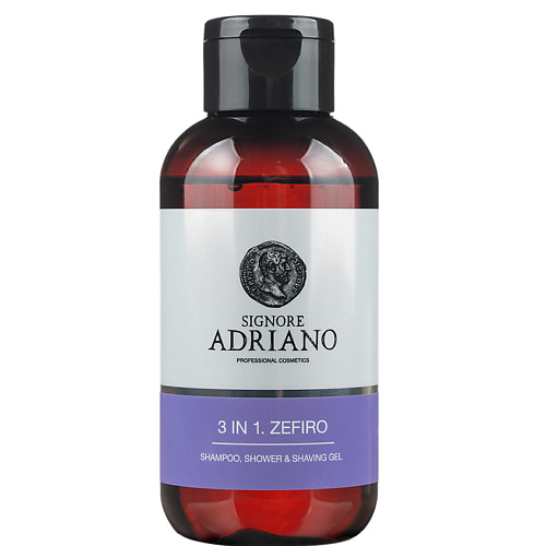 SIGNORE ADRIANO Шампунь для волос, гель для душа и бритья  3 в 1 ZEFIRO с эффектом ментола
