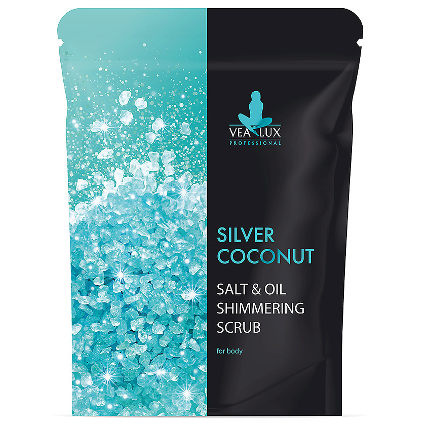 Скраб шиммер SILVER COCONUT соляной кокосовый для кожи против целлюлита 200 МЛ