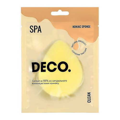 DECO. Спонж из конняку каплевидный yellow deco спонж из конняку clean cat s paw