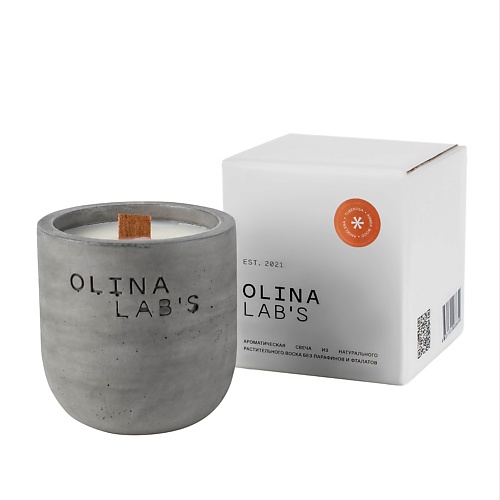 OLINALAB'S Свеча ароматическая в бетонном стакане  Tuberosa amber wood angeliсa 200