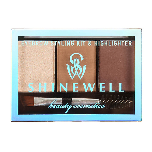 SHINEWELL Набор для моделирования бровей с хайлайтером shinewell тени для бровей и век набор для моделирования 1