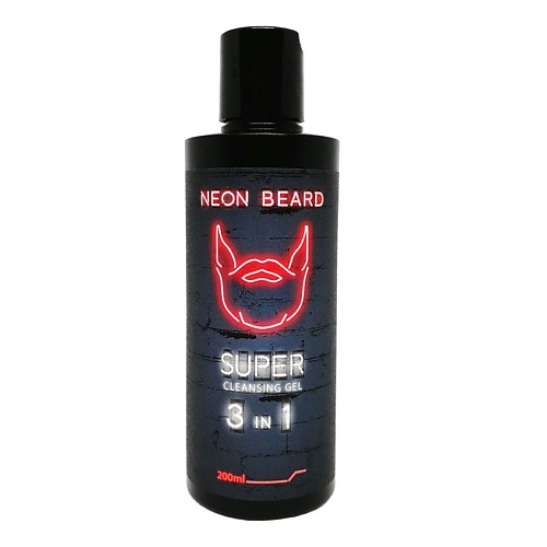 Гель для умывания NEON BEARD Супер-очищающий гель для лица и бороды RED NEON  - Сандал