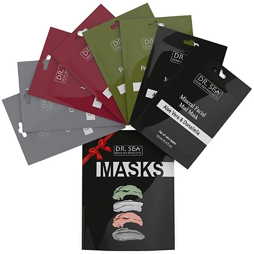 Набор масок для лица DR. SEA Набор Очищение, Лифтинг, Пилинг, Увлажнение: маски-саше для лица набор средств для лица dr sea подарочный набор эффективный лифтинг