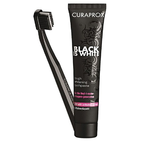 CURAPROX Зубная паста Black Is White + зубная щетка  Ultra Soft  черная curaprox зубная паста enzycal 950 75