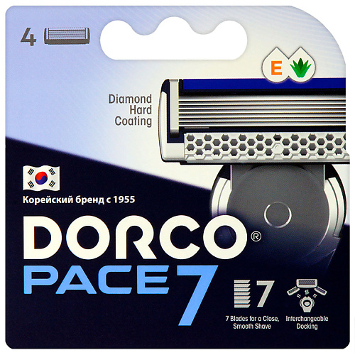 Кассета для станка DORCO Сменные кассеты для бритья PACE7, 7-лезвийные кассета для станка dorco сменные кассеты для бритья pace cross3 3 лезвийные