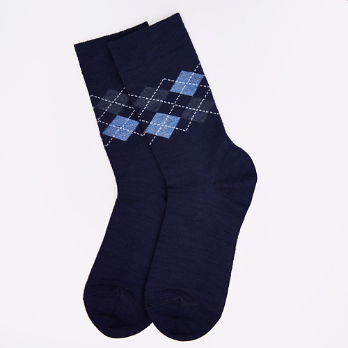 Носки WOOL&COTTON Носки мужские интарсия Синие носки wool