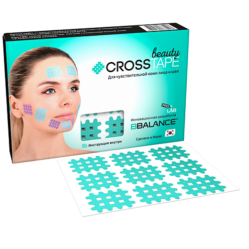 BBALANCE Кросс тейп для чувствительной кожи лица 2,1 см x 2,7 см (размер А) мятный bbalance кинезио тейп для лица super soft tape для чувствительной кожи мятный